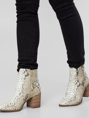 Dolce Vita Cream and Brown Patterned Ankle Boots